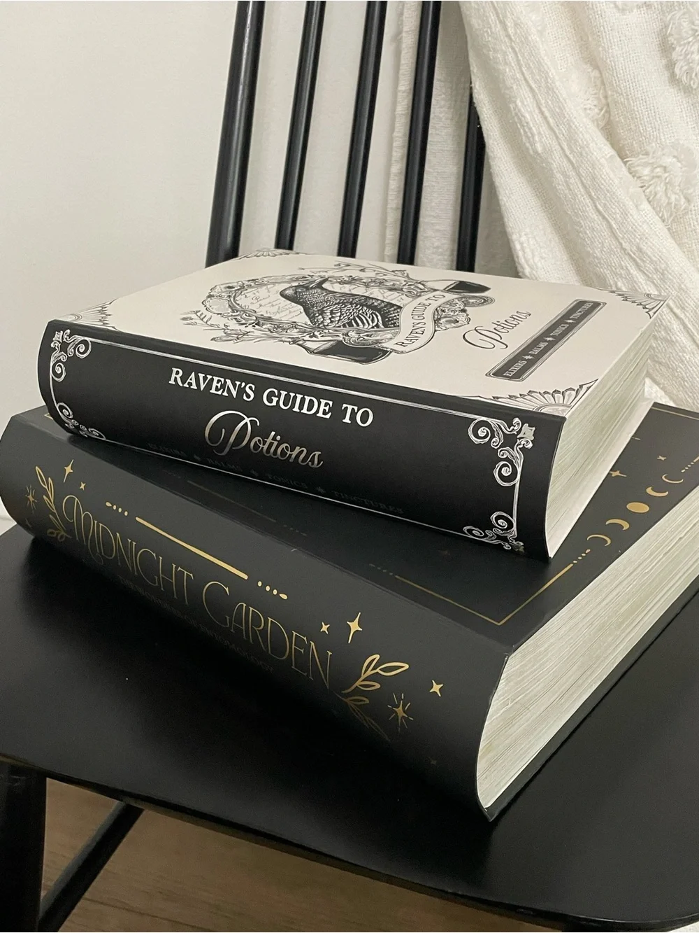 Ravens Guide to Potions and Midnight Gardens Faux Decorative Halloween Books